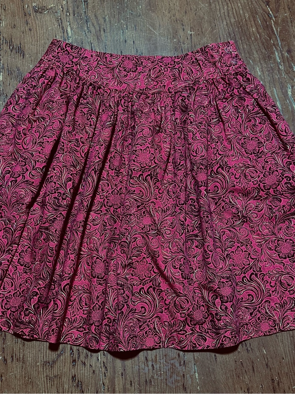 Vintage Esprit Pink Paisley-Print Skater Skirt